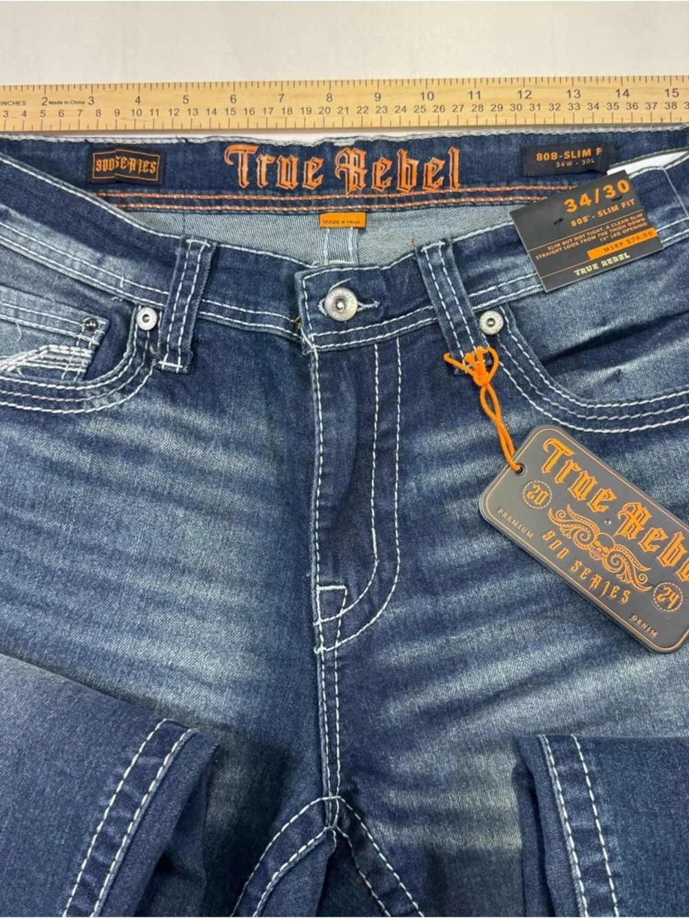 True Religion Men's Dark Wash Slim Straight Jeans